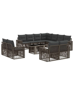 Set Divano da Giardino 12 pz Grigio e Grigio Scuro polyrattan 2