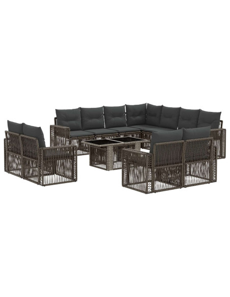 Set Divano da Giardino 12 pz Grigio e Grigio Scuro polyrattan
