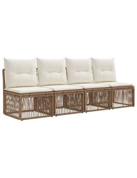 Set Divano da Giardino 14 pz Beige e Bianco Crema polyrattan