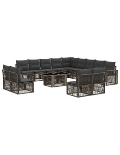 Set Divano da Giardino 14 pz Grigio e Grigio Scuro polyrattan 2