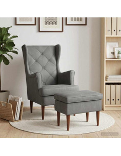 Poltrona con Ottomano 2 pz Grigio Scuro Velluto
