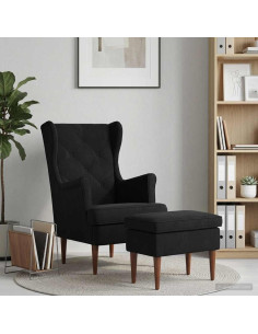 Poltrona con Ottomano 2 pz Nero Velluto