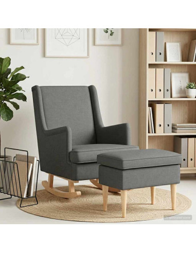 Poltrona con Ottomano 2 pz Grigio Scuro Tessuto
