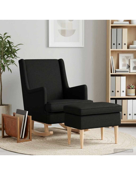 Poltrona con Ottomano 2 pz Nero Tessuto