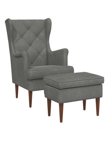 Poltrona con Ottomano 2 pz Grigio Scuro Velluto