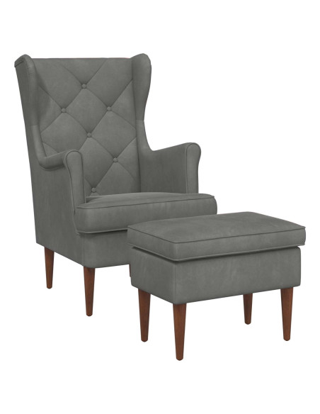 Poltrona con Ottomano 2 pz Grigio Scuro Velluto