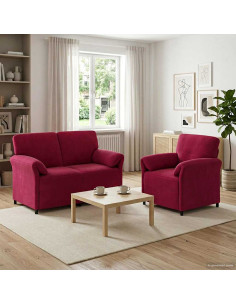 Set di divani 2 pz Rosso Vino Velluto