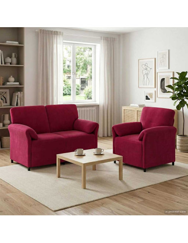 Set di divani 2 pz Rosso Vino Velluto