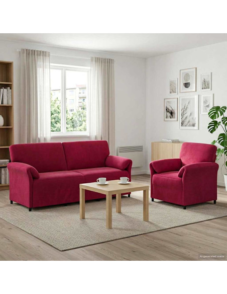 Set di divani 2 pz Rosso Vino Velluto