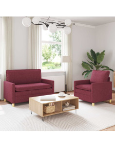 Set di divani 2 pz Rosso Vino Tessuto