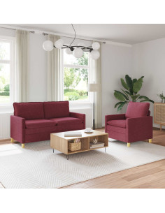Set di divani 2 pz Rosso Vino Tessuto