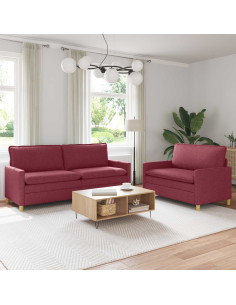 Set di divani 2 pz Rosso Vino Tessuto