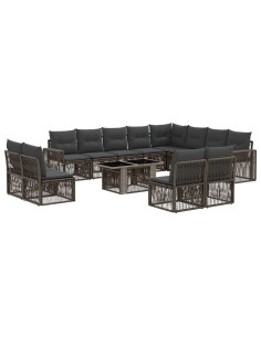 Set Divano da Giardino 13 pz Grigio e Grigio Scuro polyrattan 2