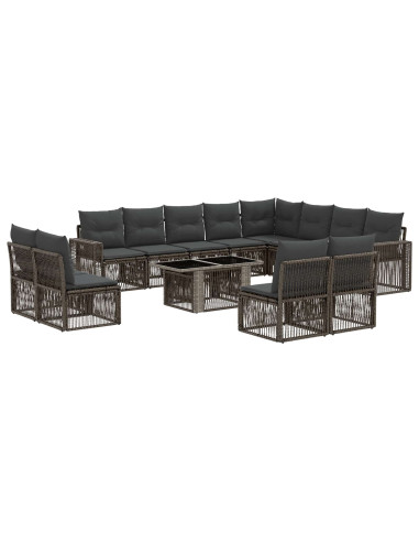 Set Divano da Giardino 13 pz Grigio e Grigio Scuro polyrattan