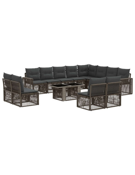 Set Divano da Giardino 13 pz Grigio e Grigio Scuro polyrattan