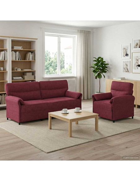 Set di divani 2 pz Rosso Vino Tessuto