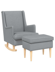 Poltrona con Ottomano 2 pz Grigio Chiaro Tessuto 2