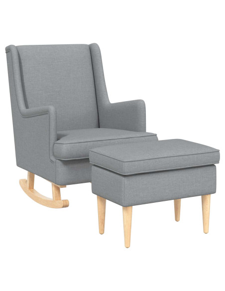 Poltrona con Ottomano 2 pz Grigio Chiaro Tessuto
