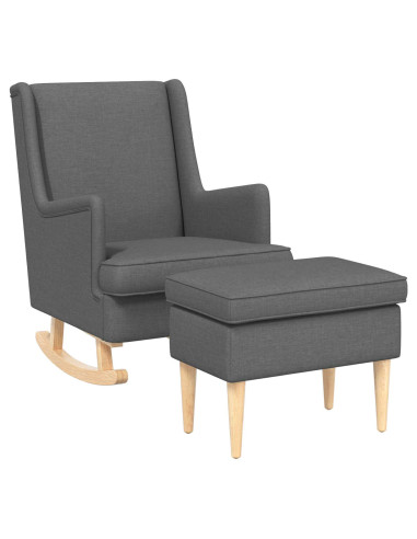 Poltrona con Ottomano 2 pz Grigio Scuro Tessuto