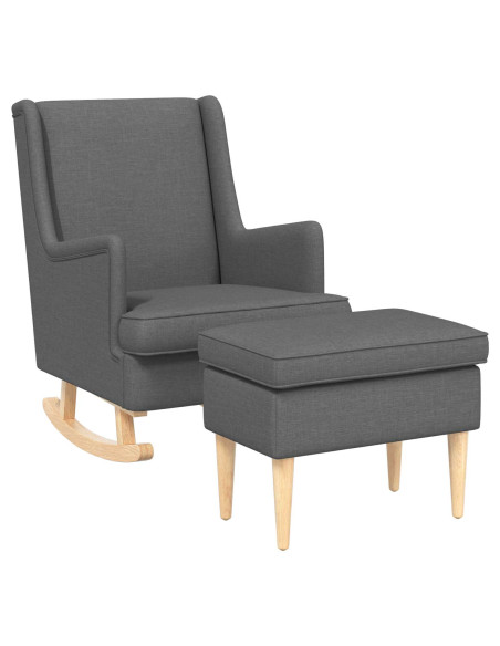 Poltrona con Ottomano 2 pz Grigio Scuro Tessuto