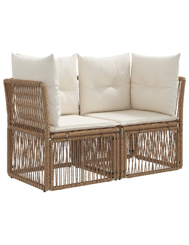 Set Divano da Giardino 14 pz Beige e Bianco Crema polyrattan