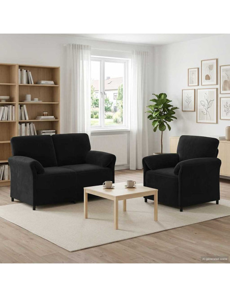 Set di divani 2 pz Nero Velluto