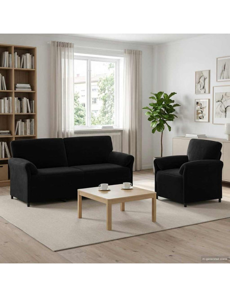 Set di divani 2 pz Nero Velluto