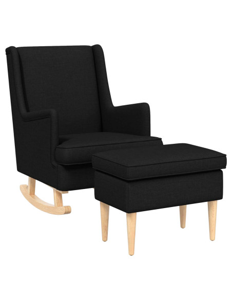Poltrona con Ottomano 2 pz Nero Tessuto