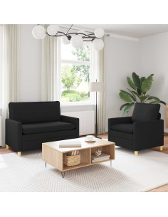 Set di divani 2 pz Nero Tessuto