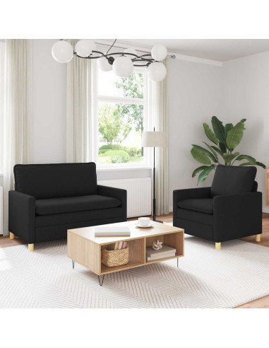 Set di divani 2 pz Nero Tessuto