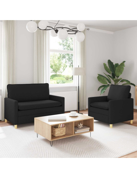 Set di divani 2 pz Nero Tessuto