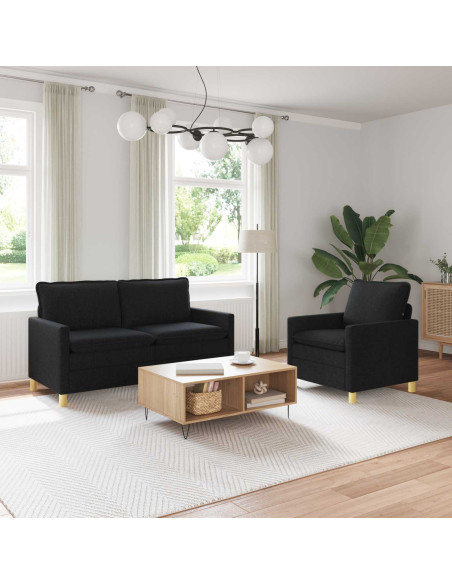 Set di divani 2 pz Nero Tessuto