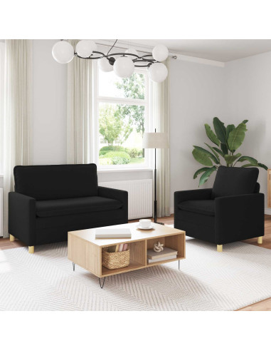 Set di divani 2 pz Nero Tessuto