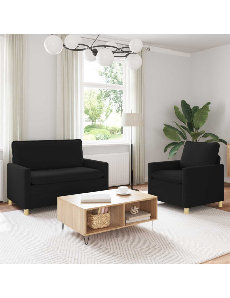 Set di divani 2 pz Nero Tessuto