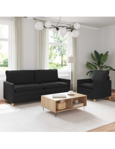 Set di divani 2 pz Nero Tessuto