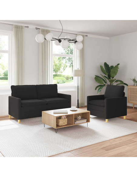 Set di divani 2 pz Nero Tessuto