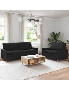 Set di divani 2 pz Nero Tessuto