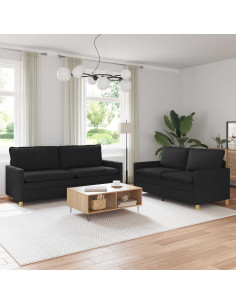 Set di divani 2 pz Nero Tessuto