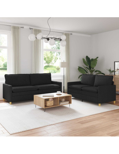 Set di divani 2 pz Nero Tessuto
