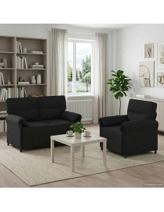 Set di divani 2 pz Nero Tessuto