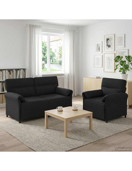 Set di divani 2 pz Nero Tessuto