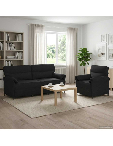Set di divani 2 pz Nero Tessuto