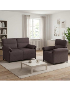 Set di divani 2 pz Marrone Scuro Tessuto