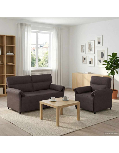 Set di divani 2 pz Marrone Scuro Tessuto