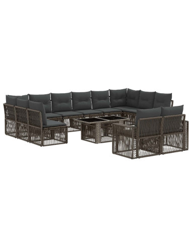 Set Divano da Giardino 13 pz Grigio e Grigio Scuro polyrattan