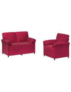 Set di divani 2 pz Rosso Vino Velluto 2
