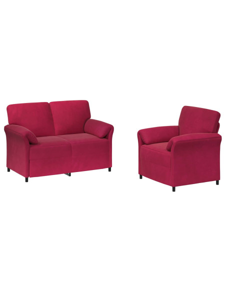 Set di divani 2 pz Rosso Vino Velluto