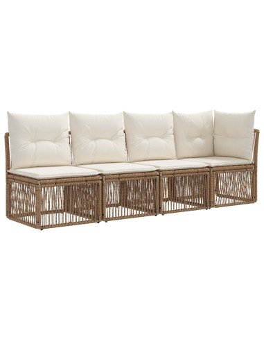 Set Divano da Giardino 12 pz Beige e Bianco Crema polyrattan