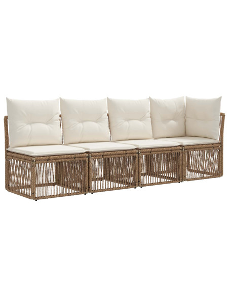 Set Divano da Giardino 12 pz Beige e Bianco Crema polyrattan