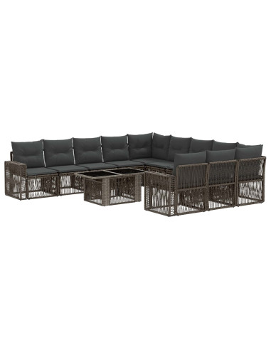Set Divano da Giardino 12 pz Grigio e Grigio Scuro polyrattan